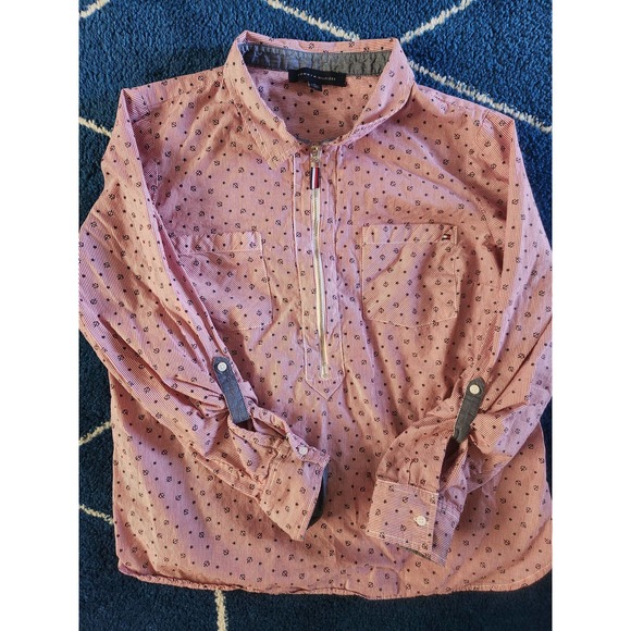 Tommy Hilfiger Half Zip Long Sleeve Anchor Mens Shirt  XL - Picture 1 of 8